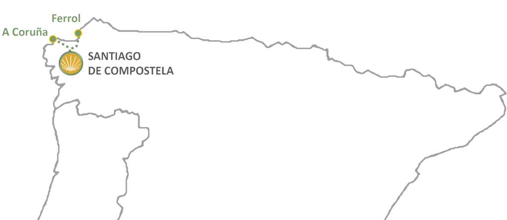 Mapa del Camino de Santiago Inglés
