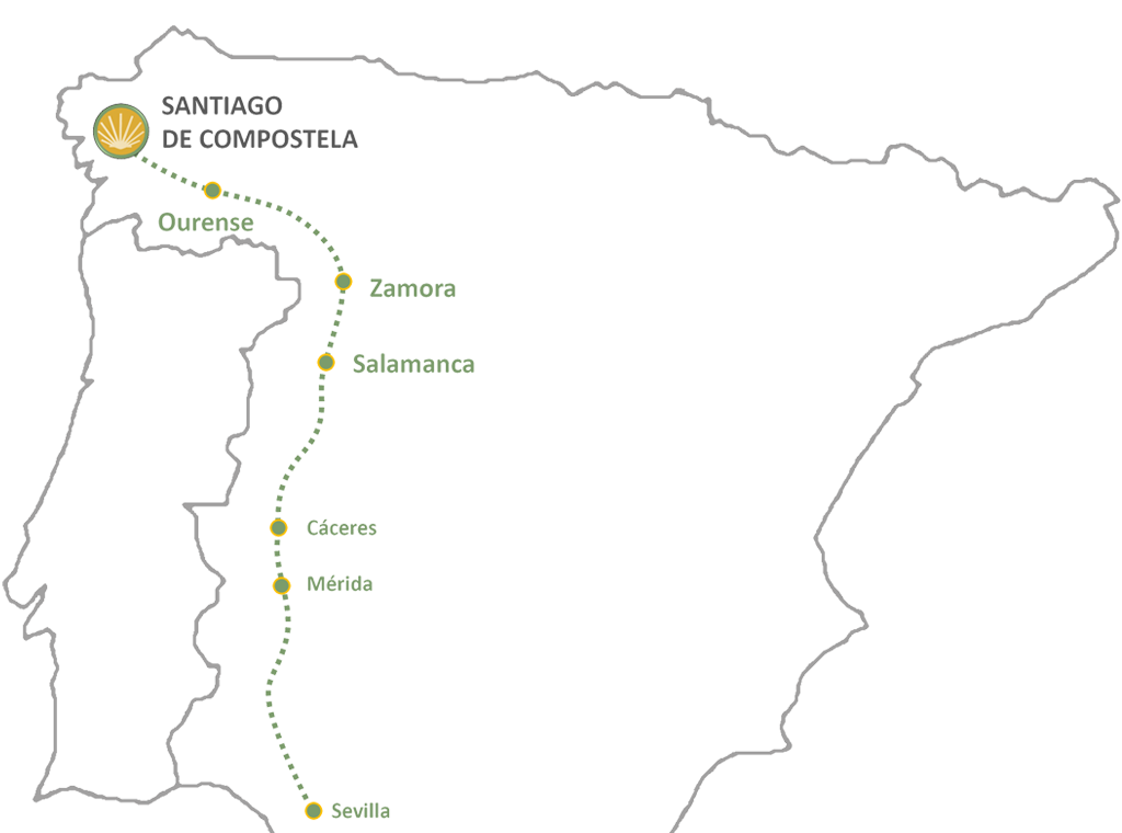 Mapa del Camino de Santiago Vía de la Plata